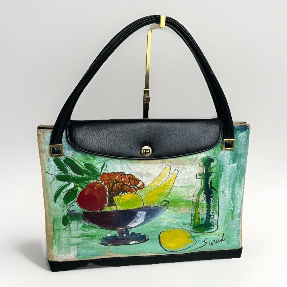 Vintage Jerry Terrence RARE Works of Art Collection Leather Handbag 1966 USA‎